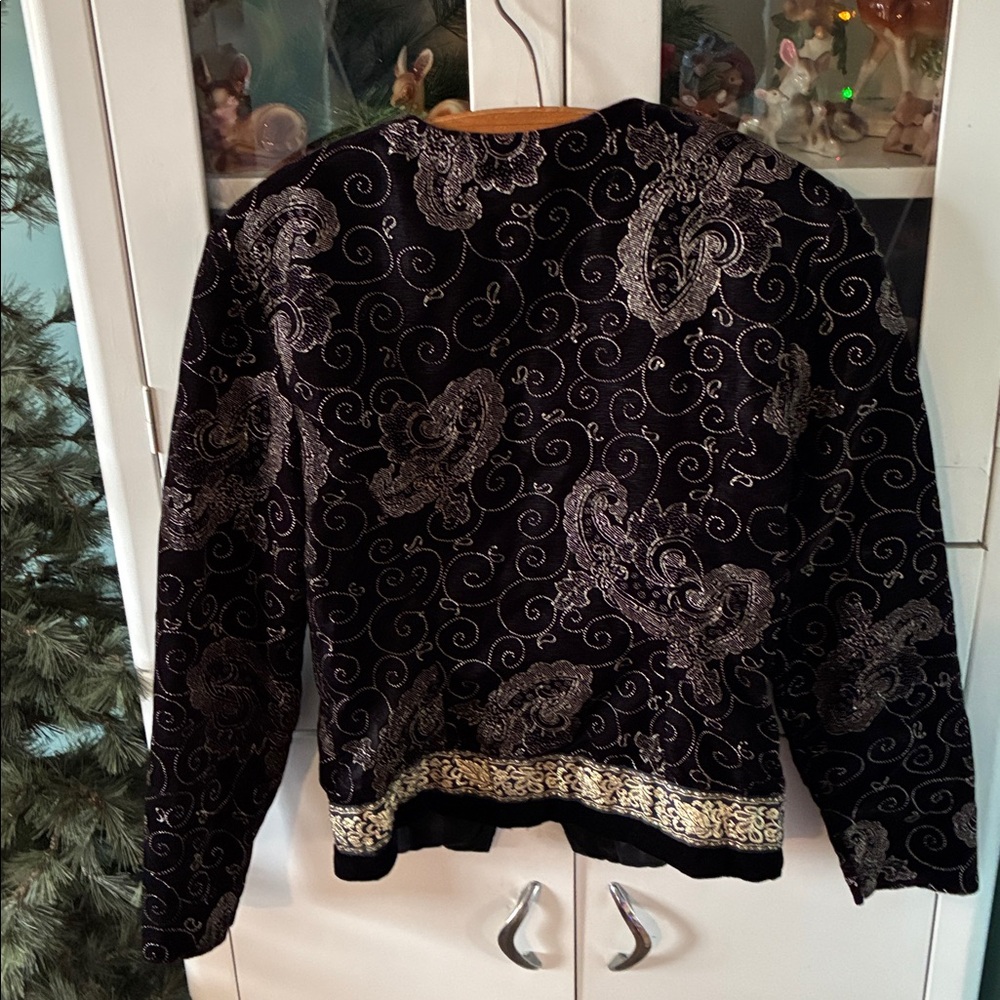 Scott McClintock Sportswear sz 8 Vintage Black and Gold Velvety Blazer euc - Picture 5 of 7
